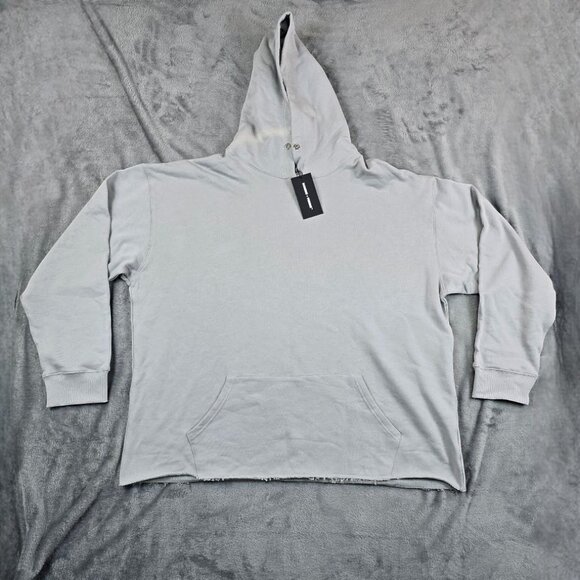 Homme + Femme Hoodie Unisex 3XL Gray Oversized Raw Hem Cotton Sweatshirt - Picture 3 of 12